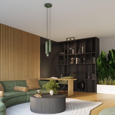 Lampa wisząca KARBON 3P zielona oliwka (SL.1614) - Sollux Lighting