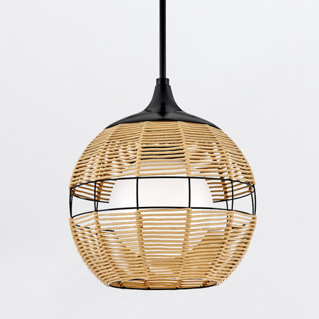 Mała lampa wisząca na taras Maddox karmelowy beż (QN-MADDOX-P-S-BK-CAM) - Quintiesse