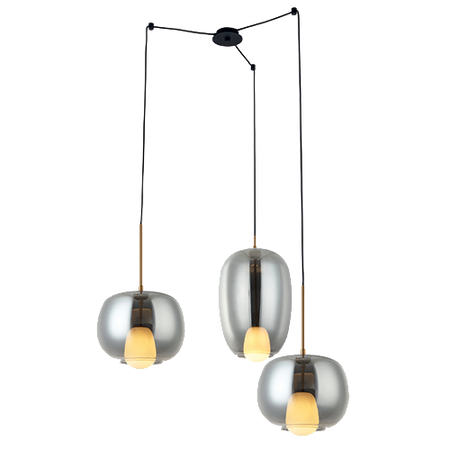 PENDANT LIGHT 3XG9 SMOKED GLASS -GOLD MATT (22148 Zambelis) - Zambelis
