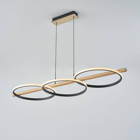 Lampa wisząca ALMERIA czarna-drewno (MD3913-3-3BWLT) - Zuma Line
