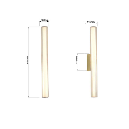 Mały złoty kinkiet z funkcją regulacji światła Linea LED CCT IP44 (LP-0510/1W-45 GD) - Light Prestige