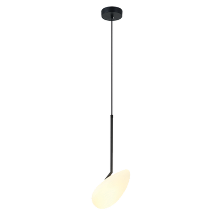 LED PENDANT LIGHT 5W 3000K MATT OPAL WHITE GLASS & BLACK METAL (20254 Zambelis) - Zambelis