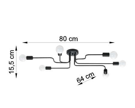 Żyrandol VECTOR 6 czarny (SL.1447) - Sollux Lighting