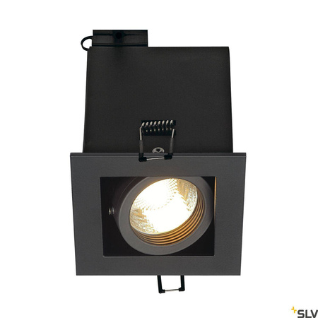 KADUX 1, lampa wpuszczana, jednopunktowa, QPAR51, kwadratowa, czarna matowa, maks. 50W, ze sprężynami zaciskowymi (115510) - SLV