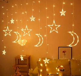 KURTYNA ŚWIETLNA LED KSIĘŻYCE Lampki Świąteczne Choinkowe Girlanda 136 LED Barwa 3000K - Syntron