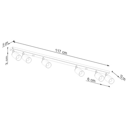 Plafon WINX 6L czarny/chrom (SL.1372) - Sollux Lighting