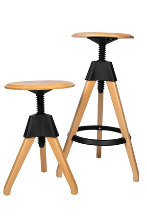 Stołek JERRY czarny - polipropylen, drewno (PW-017.CZARNY) - King Home