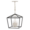 Duża lampa wisząca/ Półplafon Stinson - 4 źródła światła - Czarna/ Polerowany nikiel (QN-STINSON-4P-L-BK) - Quintiesse