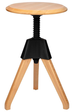 Stołek JERRY czarny - polipropylen, drewno (PW-017.CZARNY) - King Home