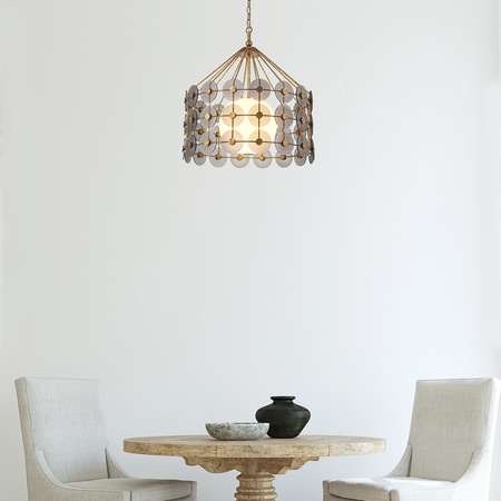 Efektowna lampa wisząca Meridian - 3 źródła światła - Przecierane złoto (QN-MERIDIAN-3P-DG) - Quintiesse
