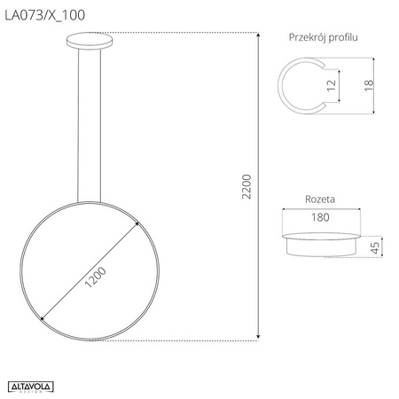 Altavola Design: nowoczesna lampa Ledowe Okręgi No.1 X Φ100cm czarna in 3k ściemnialna (LA073/X_100_in_3k_black_dimm) - ALTAVOLA DESIGN