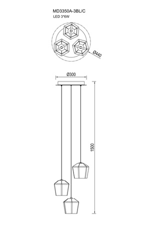 COLORE LAMPA WISZĄCA (MD3350A-3BL/C) - Zuma Line