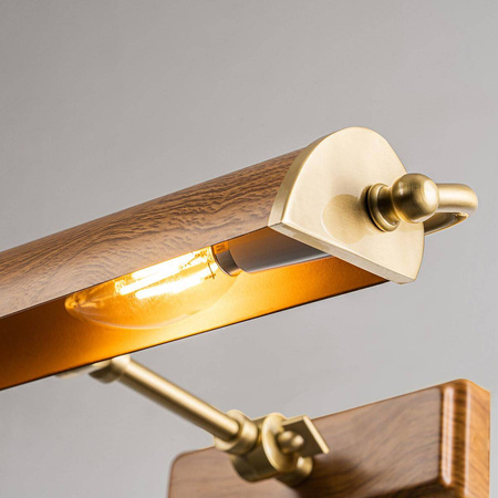 Średnia obrazówka Winchfield - 2 źródła światła - Postarzany mosiądz & Drewniany (WINCHFIELD-PLM-AB-OAK) - Elstead Lighting