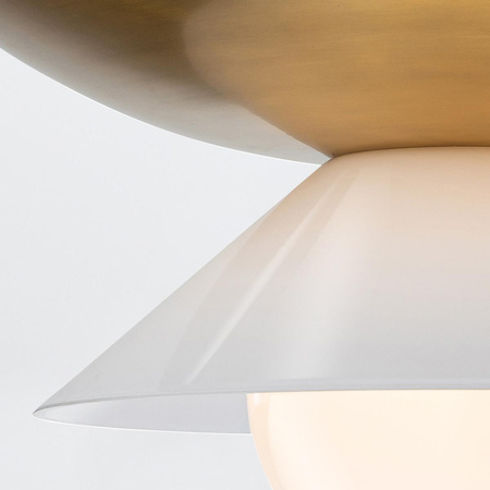 Duża lampa wisząca Saucer - 4 źródła światła - Postarzany mosiądz (QN-SAUCER-4P-L-AB-OPAL) - Quintiesse