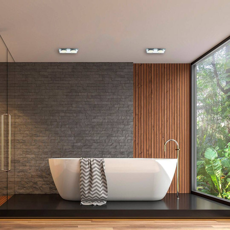 Oczko sufitowe szklane KWADRATOWE 2xGU10 Kolor: SREBNY (EKOS919) - Eko-Light