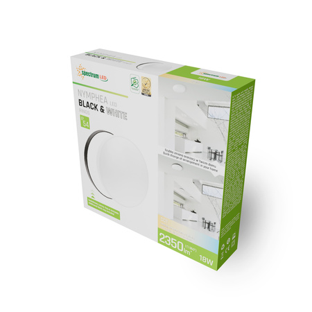 NYMPHEA BLACK &amp; WHITE RINGS 18W CCT 230V 115st IP54 FI250x52 BIAŁYCZARNY OKRĄGŁA (SLI031034CCT_PW) - Spectrum LED