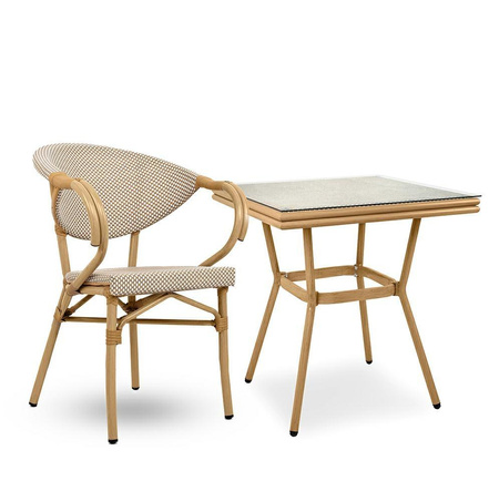 Krzesło ogrodowe CAFE BISTRO PARIS ARM    beżowe rattan (KH1501100220) - King Home