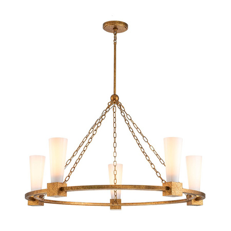 Żyrandol Kristy - 5 źródeł światła - Przecierane złoto (KRISTY5-DG-OPAL) - Elstead Lighting