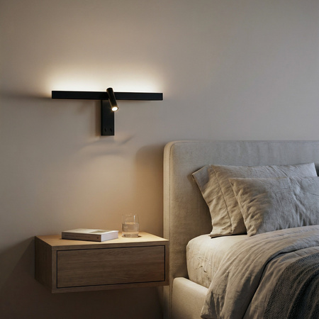 Kinkiet przy łóżku z możliwoscią regulacji RICO WALL 10W+6W 3000K BK (AZ7090) Azzardo