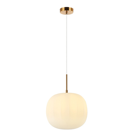 GLASS PENDANT LAMP 40W 1X E27 FROST WHITE GLASS &ANCIENT BRASS (20124 Zambelis) - Zambelis