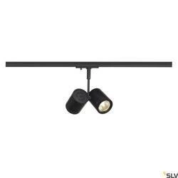 BIMA 2, spot do szyny wysokonapięciowej 1-fazowej, dwupunktowy, QPAR51, czarny mat, maks. 50W, z adapterem 1-fazowym (143430) - SLV