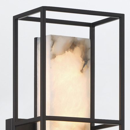 Średni kinkiet Blakley z alabastrowym kloszem Matowa czerń (QN-BLAKLEY-M-BK) - Quintiesse