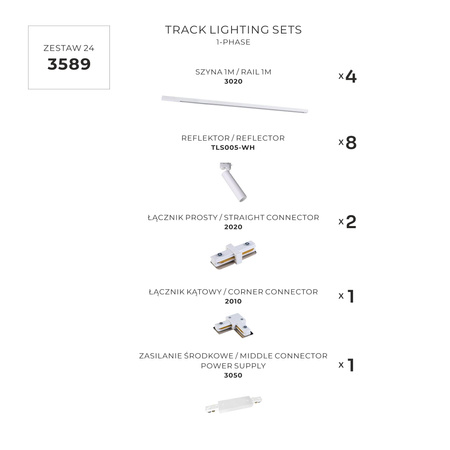 ZESTAW 24 SZYNOPRZEWODY WHITE JEDNOOBWODOWY (3589) - Zuma Line