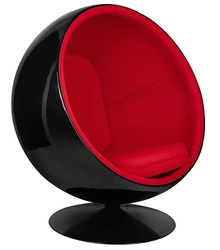 Fotel BALL BLACK czerwony - włókno        szklane, metal (JH-066.BLACK.RED) - King Home