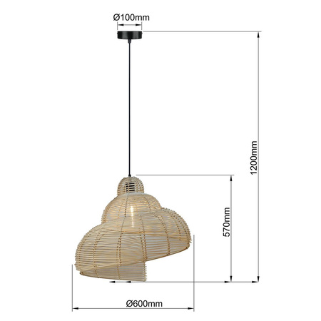 Ratanowa lampa wisząca Shella 60 cm jasne drewno 1xE27 (LP-1806/1P 60cm) - Light Prestige