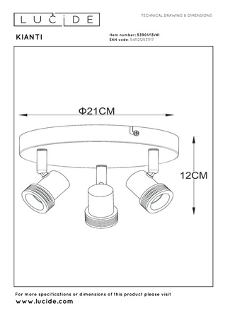Lampa sufitowa plafon z reflektorkami KIANTI (53901/13/41) - Lucide