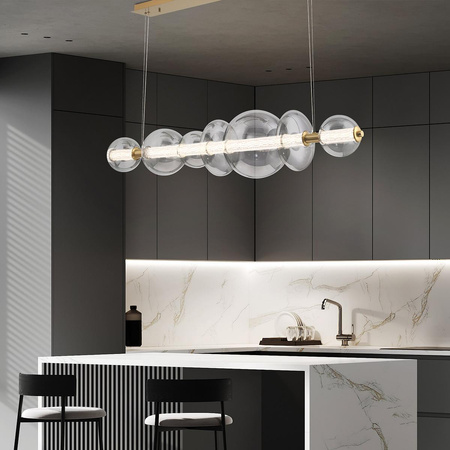 Lampa wyspowa Atomo - 7 źródeł światła - Szczotkowane złoto (QN-ATOMO-LP7-BG) - Quintiesse
