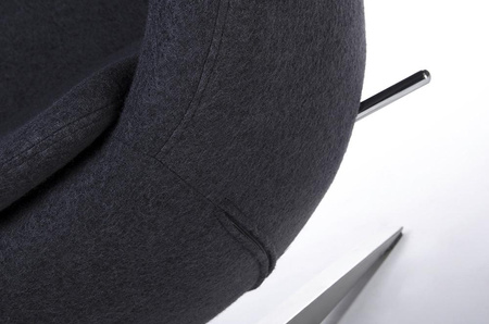 Fotel EGG SZEROKI ciemny szary.27 - wełna, podstawa stal (KH1501100189) - King Home