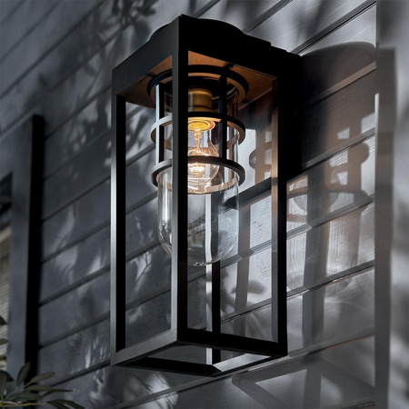 Średnia latarnia naścienna Hone - 1 źródło światła - Strukturalna czerń (KL-HONE-M-BKT) - Elstead Lighting