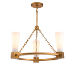 Żyrandol Kristy - 3 źródła światła - Przecierane złoto (KRISTY3-DG-OPAL) - Elstead Lighting
