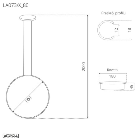 Lampa wisząca Ledowe Okręgi No.1 X 80cm 3k różowo złota Dali (LA073/X_80_in_3k_rose_gold_Dali) - ALTAVOLA DESIGN