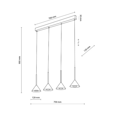 Lampa wisząca CONO BLACK MINI 4 (10305) - TK Lighting