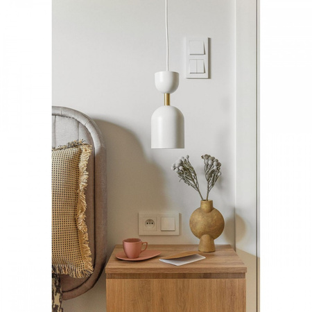 SUPURU biała sufitowa lampa wisząca z mosiężną rurką (SUA131P0) - Ummo
