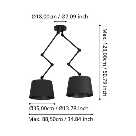 Lampa Sufitowa PISTUNIO czarna (390113) - EGLO