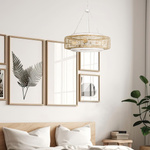 Lampa wisząca w stylu japandi Waylon Antyczna biel (QZ-WAYLON-4P-AWH) - Elstead Lighting