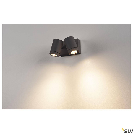 HELIA, lampa ścienna outdoor, dwupunktowa, LED, 3000K, IP55, antracyt, przechylna, 2x8W (233255) - SLV