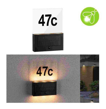 Outdoor Solar numer domu Neda IP44 PIR Antracyt nie szkodzi insektom (PL94725) - PAULMANN