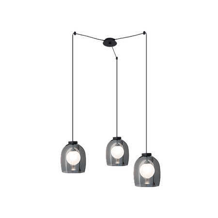 PENDANT LIGHT 3XG9 GLASS SANDY BLACK (22145 Zambelis) - Zambelis