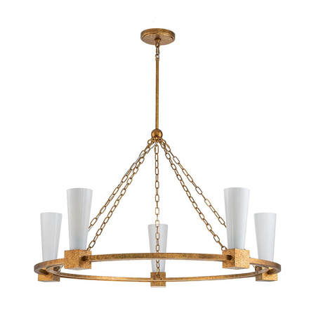 Żyrandol Kristy - 5 źródeł światła - Przecierane złoto (KRISTY5-DG-OPAL) - Elstead Lighting