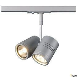 BIMA 2, spot do szyny wysokonapięciowej 1-fazowej, dwupunktowy, QPAR51, kolor srebrnoszary, maks. 50W, z adapterem 1-fazowym (143432) - SLV
