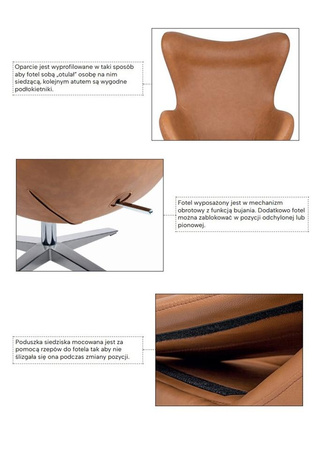 Fotel EGG SZEROKI PU czarny (KH1501100115) - King Home