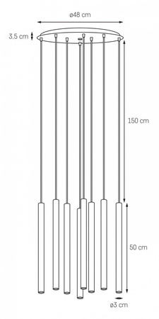 Lampa wisząca ROLL 8 (10708801) KASPA - żyrandol