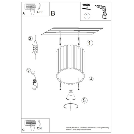 Plafon AURA 1 czarny GU10 (SL.1784) - Sollux Lighting