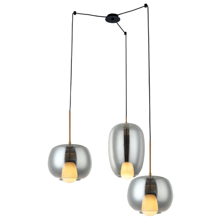 PENDANT LIGHT 3XG9 SMOKED GLASS -GOLD MATT (22148 Zambelis) - Zambelis