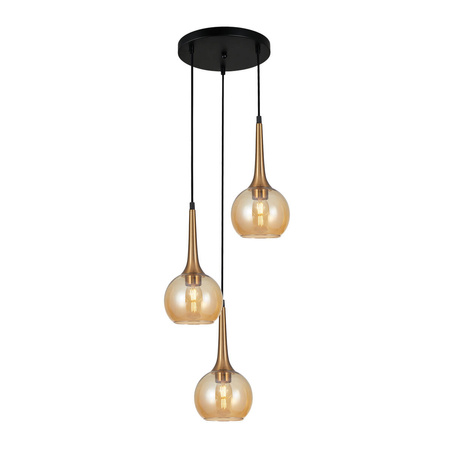 Potrójna lampa wisząca na plafonie Favera (PND-42361-3A-BRO-AMB) - Italux