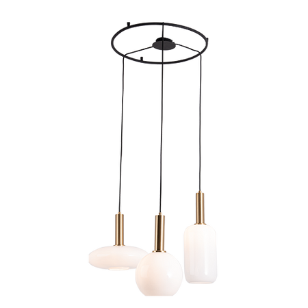 PENDANT 3XE27 METALGLASS SANDY BLACK GOLD MATT (22150 Zambelis) - Zambelis